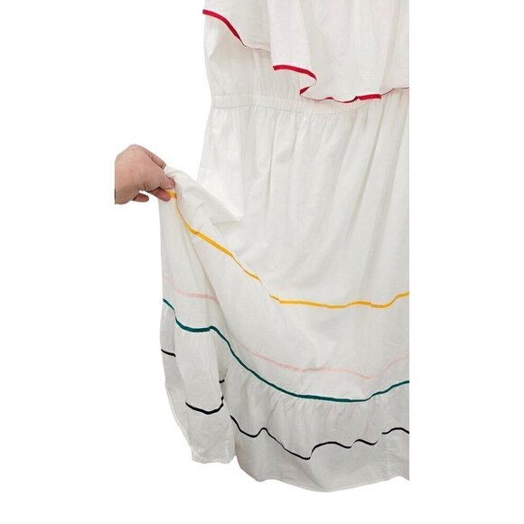Lane Bryant Maxi Dress One Shoulder Ruffle White Rainbow Trim Lined Sz 20 P NEW - Picture 4 of 6